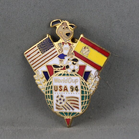 1994 Soccer World Cup Pin - Team Spain Dual Flag by Peter David - Metal Pin - Picture 3 of 3